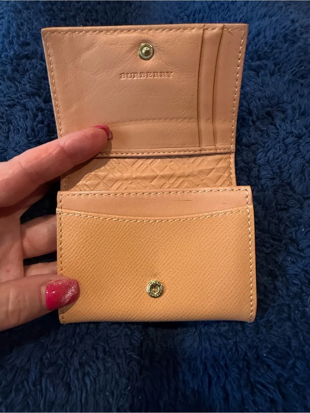 Burberry Peach Leather Card Holder with Gold Logo
